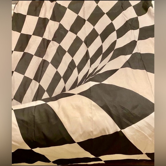 DUVET COVER BLACK AND WHITE CHECKERED PATTERN - Picture 2 of 9